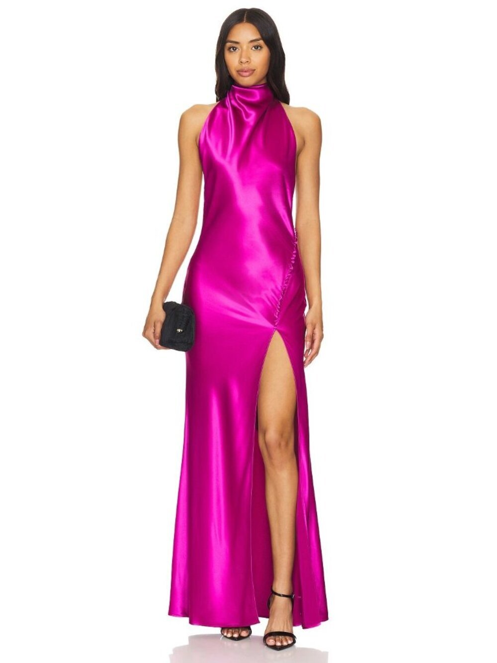 Sau Lee Penelope Backless Satin Gown Magenta Pink Womens Size 14